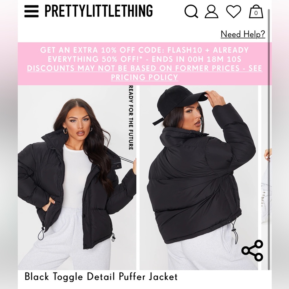 pretty little things black puffer jacket